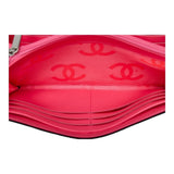 CHANEL Cambon Line Coco Mark Long Wallet Black Pink Lambskin Ladies