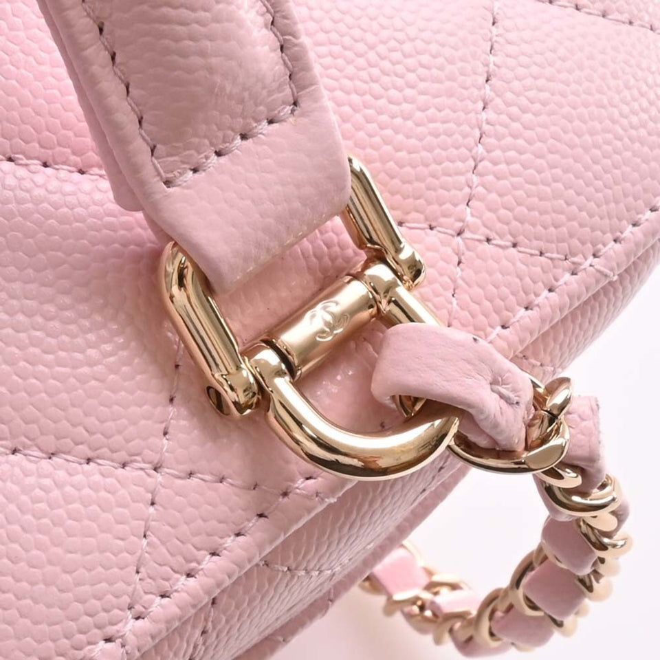 CHANEL Caviar Skin Matelasse Coco Mark Small Vanity Bag Shoulder Pink Ladies