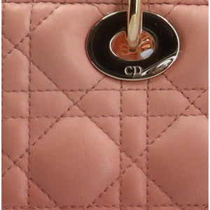 CHRISTIAN DIOR Dior Lady Cannage Shoulder Bag Leather Pink Ladies