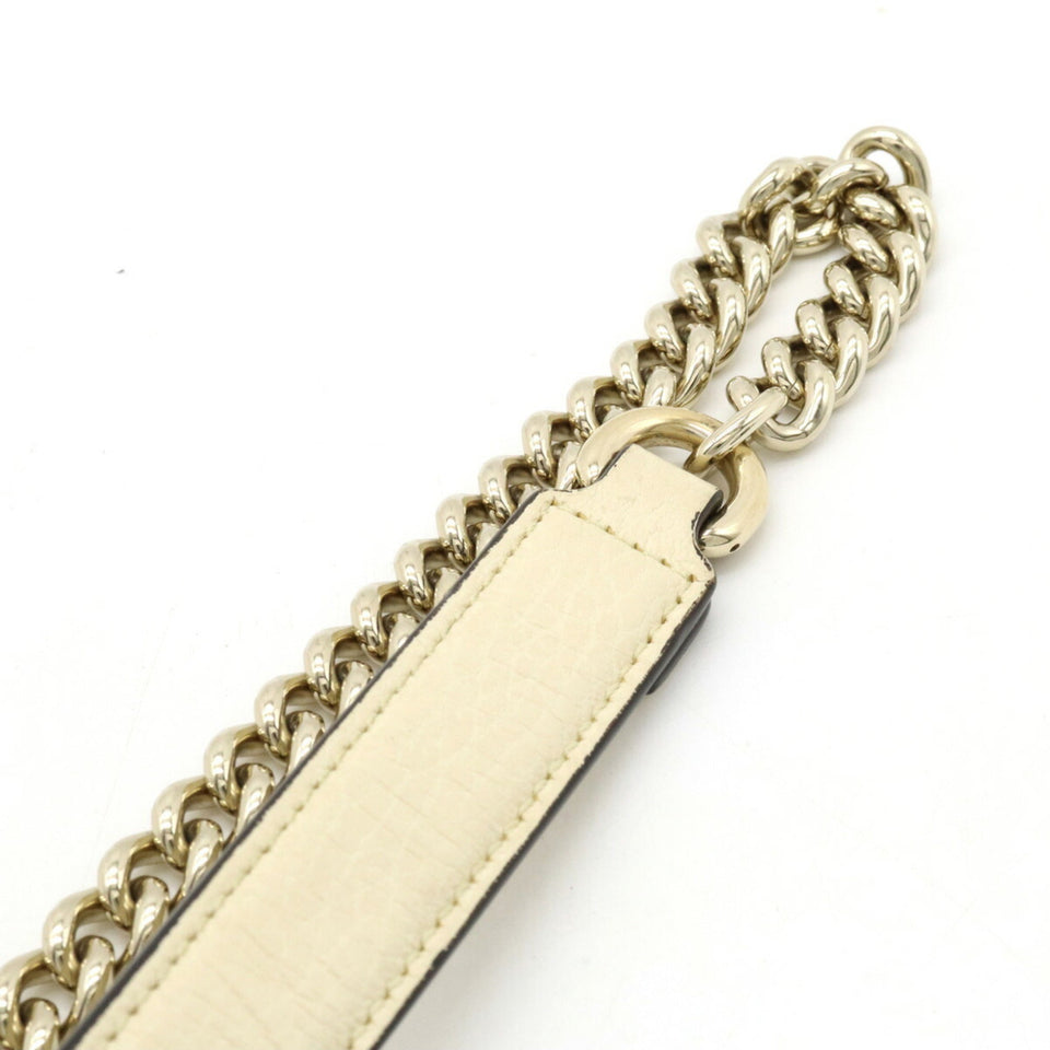 GUCCI Interlocking G Chain Shoulder Bag Clutch Ivory 607720