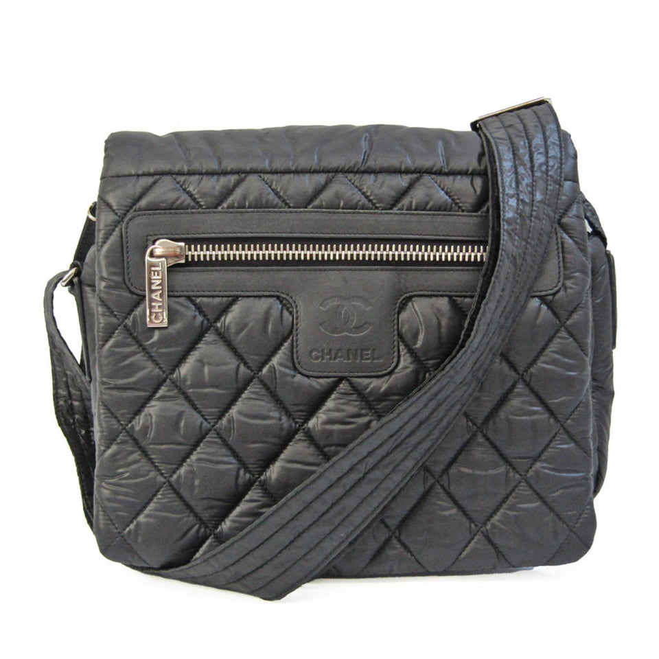 CHANEL Coco Cocoon Women's Nylon Shoulder Bag Black