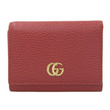 GUCCI GG Marmont Leather Trifold Wallet 474746 Red Women's