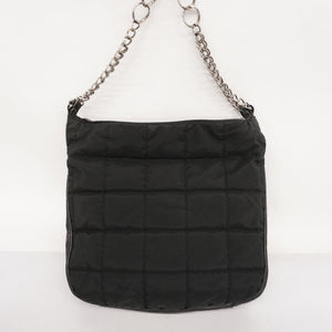 CHANELAuth  Chocolate Bar Chain Shoulder Women's Nylon Shoulder Bag Black