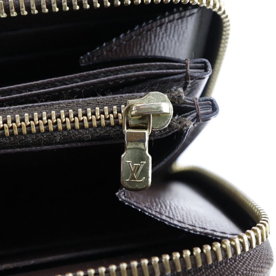 LOUIS VUITTON Zippy Wallet Long N41661 Damier Canvas Brown MI2156 Unisex