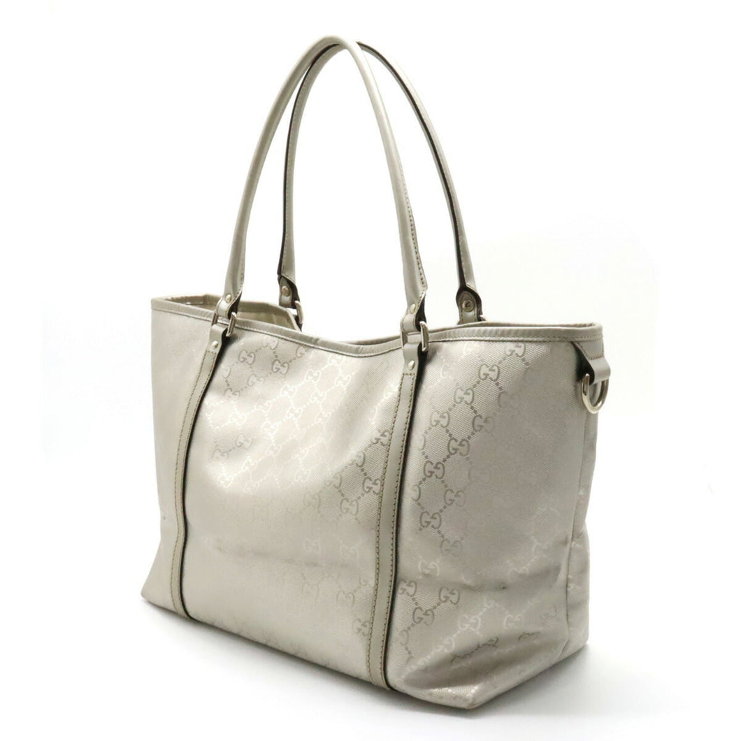 GUCCI GG Implement Tote Bag Shoulder PVC Leather Silver 197953