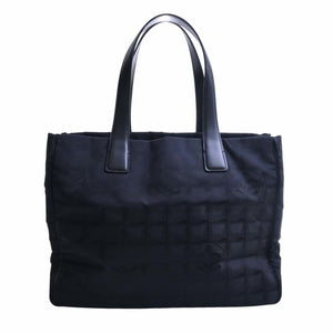 CHANEL Nylon New Line MM Tote Bag Black Ladies