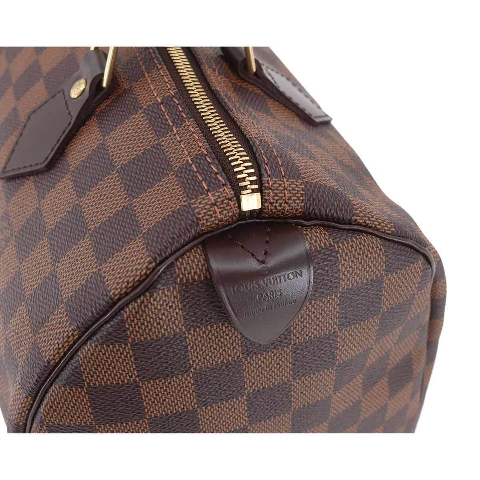 LOUIS VUITTON Damier Speedy 30 Hand Bag Ebene N41531 Brown Gold Hardware