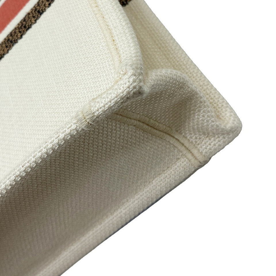 CHRISTIAN DIOR Book Tote Small Vertical Canvas Flower Multicolor Beige Bag