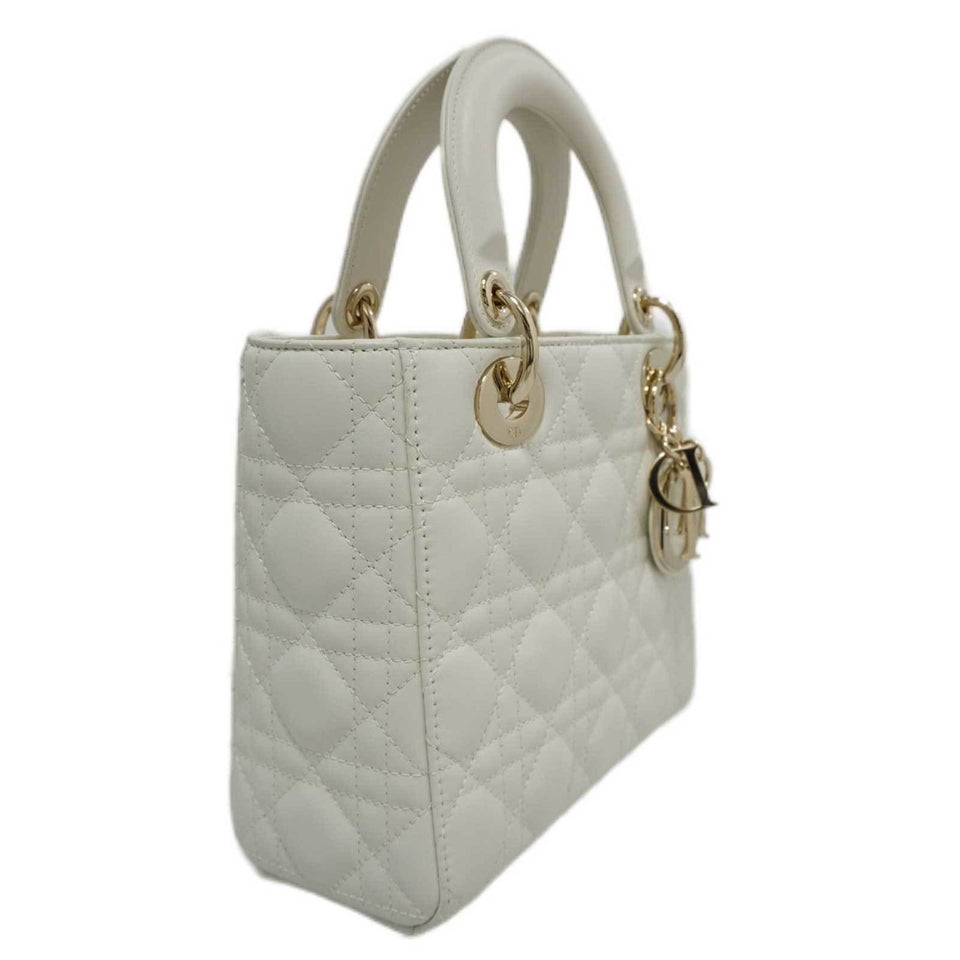 CHRISTIAN DIOR Dior Lady My ABC Small Bag Handbag Shoulder White Lambskin Ladies