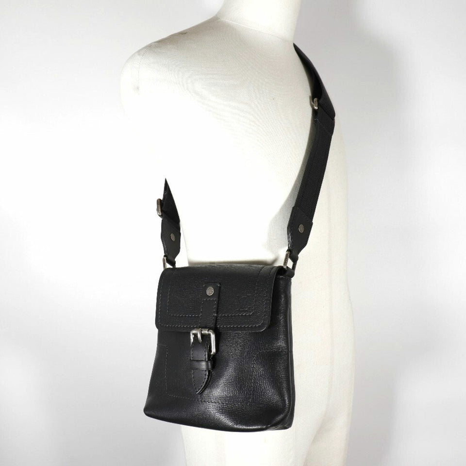 LOUIS VUITTON Yuma Shoulder Bag Utah M97024 Leather Basalt Black RI3059 Men's
