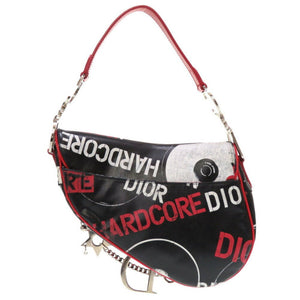 Christian Dior x John Galliano Hardcore Saddlebag Leather Black Red Handbag