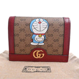 GUCCI GG Supreme Bifold Wallet Doraemon Collaboration 647788 Brown Red Ladies