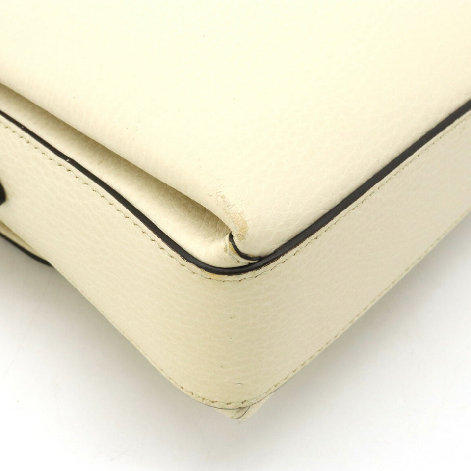 GUCCI Interlocking G Chain Shoulder Bag Clutch Ivory 607720