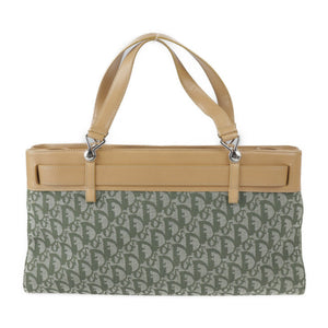 Christian Dior Trotter Handbag BM 0061 Canvas Calf Leather Green Light Brown Series Silver Hardware Denim Design Tote Bag