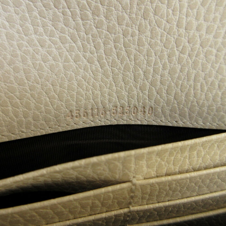 GUCCI GG Marmont 456116 Continental Supreme Leather Beige Ivory Bifold Long Wallet