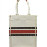 CHRISTIAN DIOR Book Tote Small Vertical Canvas Flower Multicolor Beige Bag