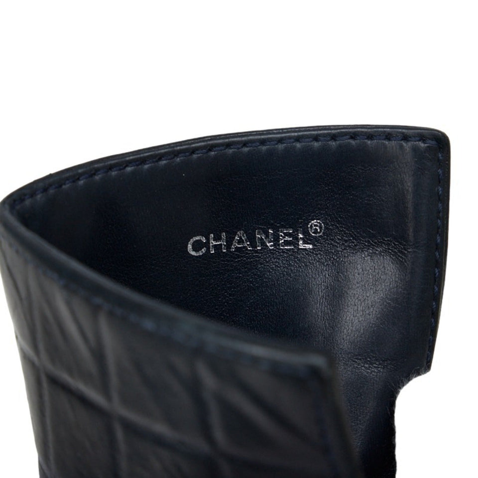 CHANEL Cocomark Business Card Holder Case Black Lambskin Ladies