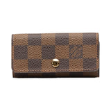 LOUIS VUITTON Damier Multicle 4 Key Case N62631 Brown PVC Leather Women's
