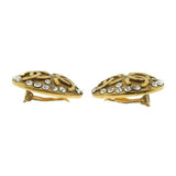 CHANEL Rhinestone Coco Mark Round Earrings Gold Women's
