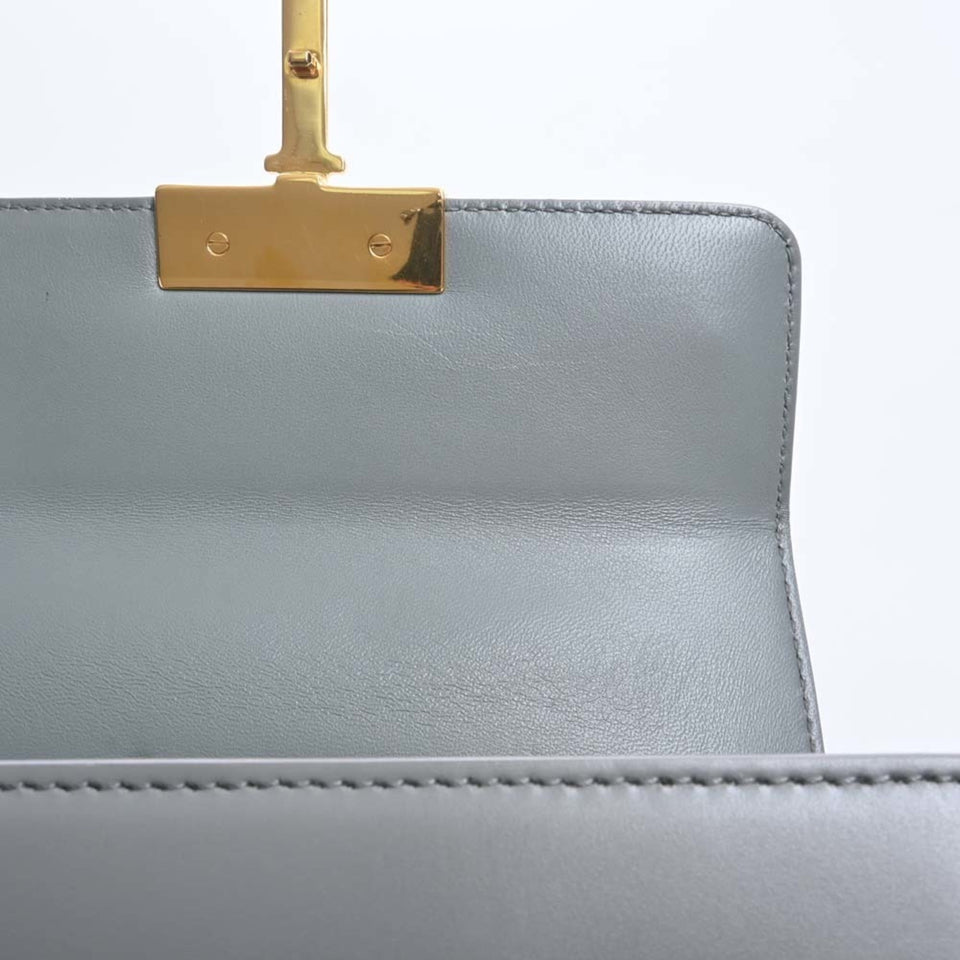 CHRISTIAN DIOR Leather 30 Montaigne Box Bag Shoulder Gray Women's