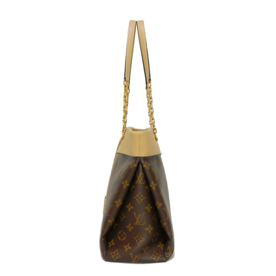 LOUIS VUITTON Shoulder Bag Pallas Shopper LV Logo Flower Beige Monogram Dune M41580 Women's
