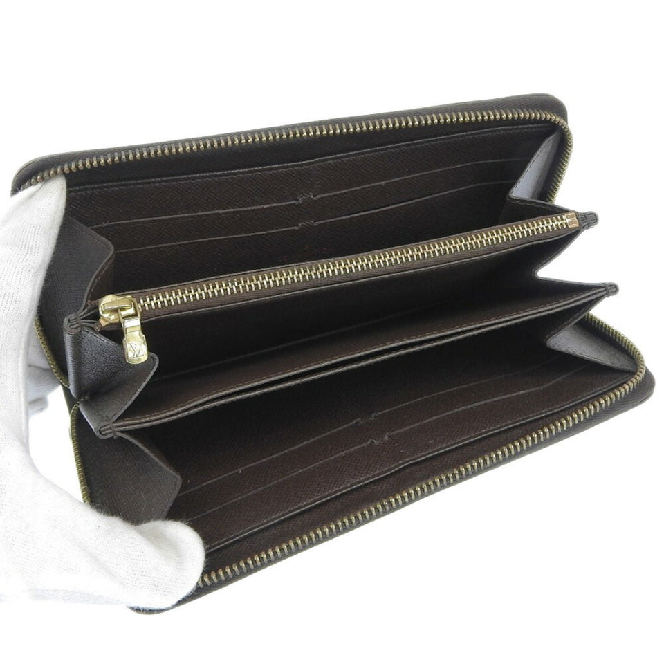 LOUIS VUITTON Zippy Wallet Long N60015 Damier Canvas Brown Unisex