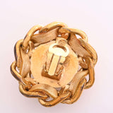 CHANEL Leather Coco Mark Earrings Gold Ladies