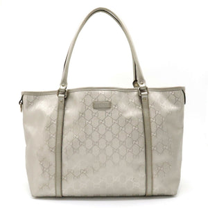 GUCCI GG Implement Tote Bag Shoulder PVC Leather Silver 197953