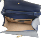 GUCCI Sylvie Top Handle 2Way Bag Leather Navy 470270