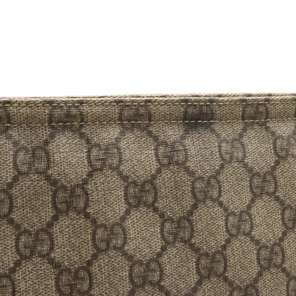 GUCCI GG Supreme Plus Shoulder Bag PVC Leather Beige Brown Dark 201446