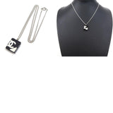 CHANEL necklace cambon metal / enamel silver black off-white Lady's