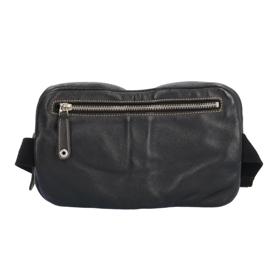 GUCCI Waist Bag Leather Black Men's