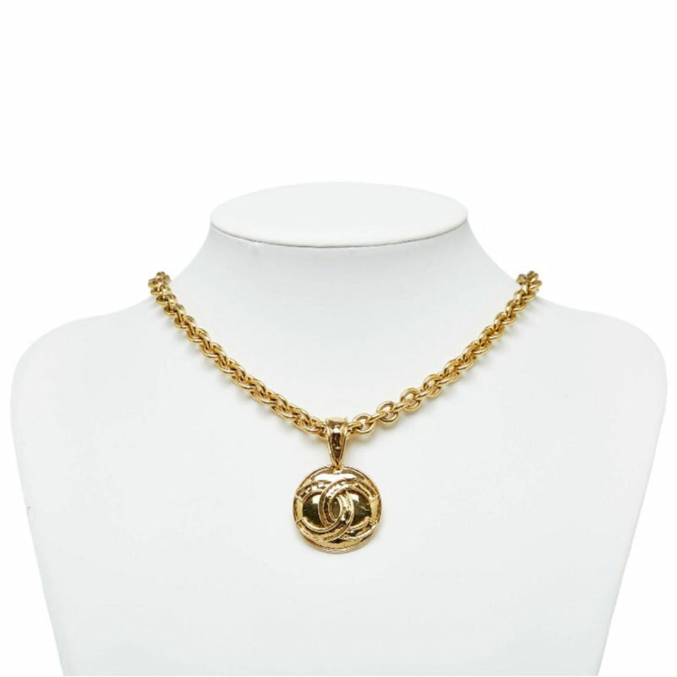 CHANEL Cocomark Necklace Gold Plated Men's
