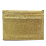 CHANEL Pass Case Ladies Card Calf Metallic Khaki
