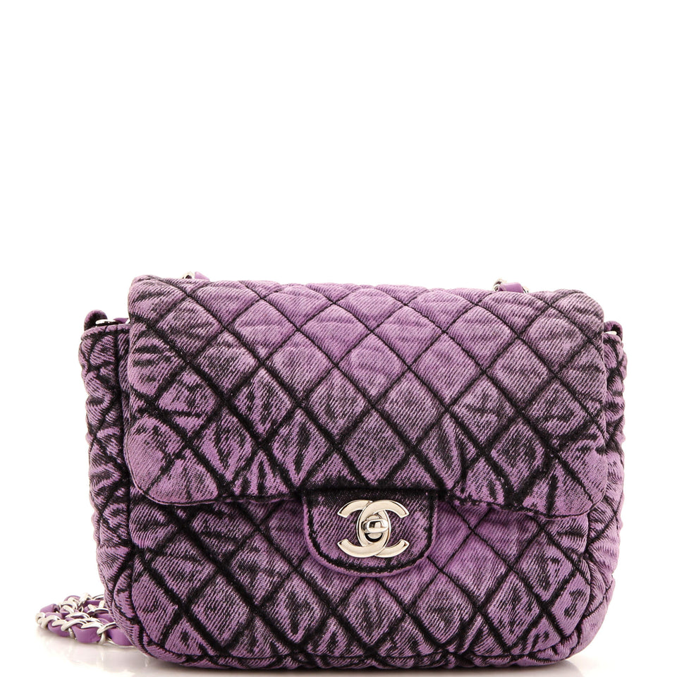 CHANEL Denimpression Flap Bag Quilted Distressed Denim Small