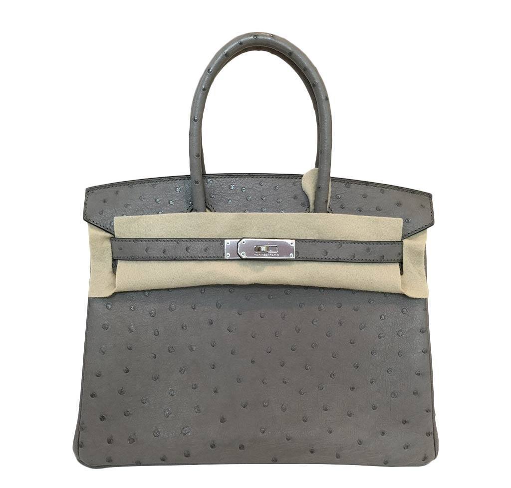 Hermes Birkin 30 Ostrich Gris Tourterelle Bag