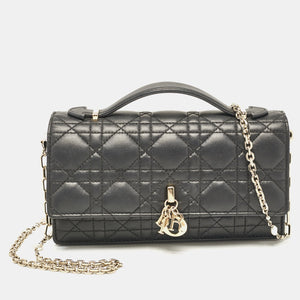 Dior Black Cannage Leather Mini My Dior Top Handle Bag