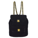 CHANEL * 1990s Black Velvet DUMA Backpack Medium