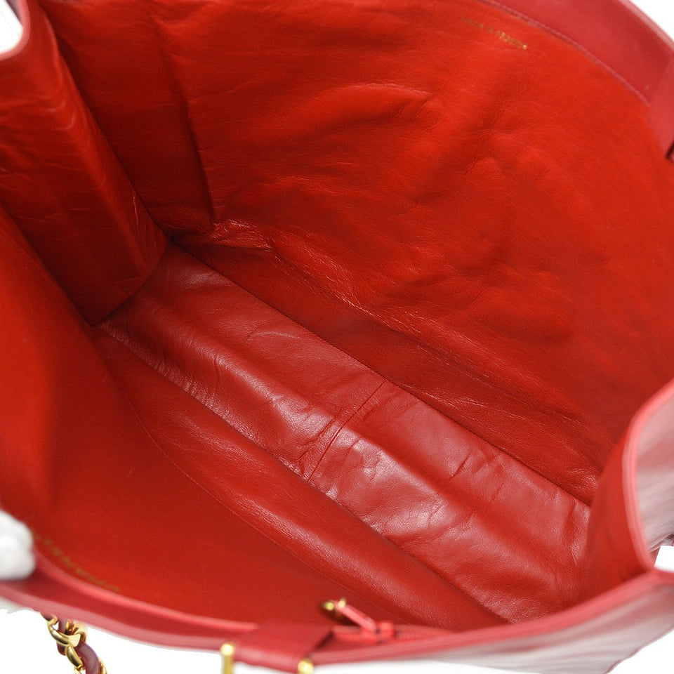 CHANEL 1991-1994 Red Lambskin XL Chain Tote Bag 91473