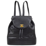CHANEL 1996-1997 Triple CC Backpack Black Caviar