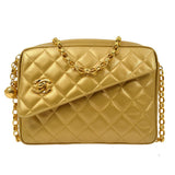 CHANEL 1991-1994 Gold Lambskin Quilted Pocket Camera Bag 81576