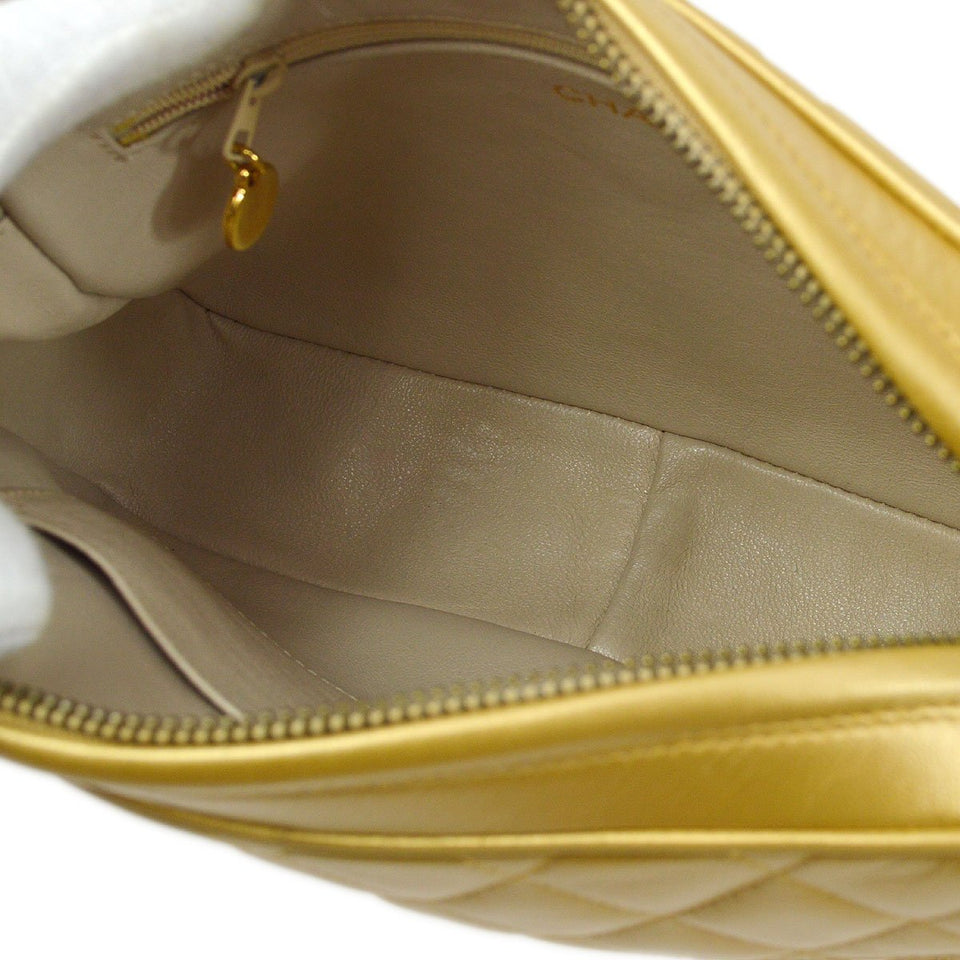 CHANEL 1991-1994 Gold Lambskin Quilted Pocket Camera Bag 81576