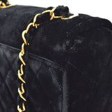 CHANEL 1991-1994 Black Velvet Quilted Shoulder Bag 10068