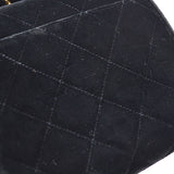 CHANEL 1991-1994 Black Velvet Quilted Shoulder Bag 10068