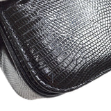 CHANEL * 1989-1991 Turnlock Full Flap Small Black Lizard