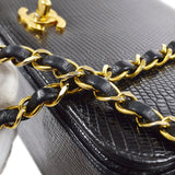 CHANEL * 1989-1991 Turnlock Full Flap Small Black Lizard