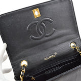 CHANEL * 1989-1991 Turnlock Full Flap Small Black Lizard