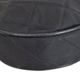 CHANEL 1989-1991 Round Shoulder Bag Black Satin