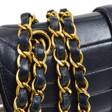 CHANEL 1991-1994 Vertical Flap Small Navy Lmabskin