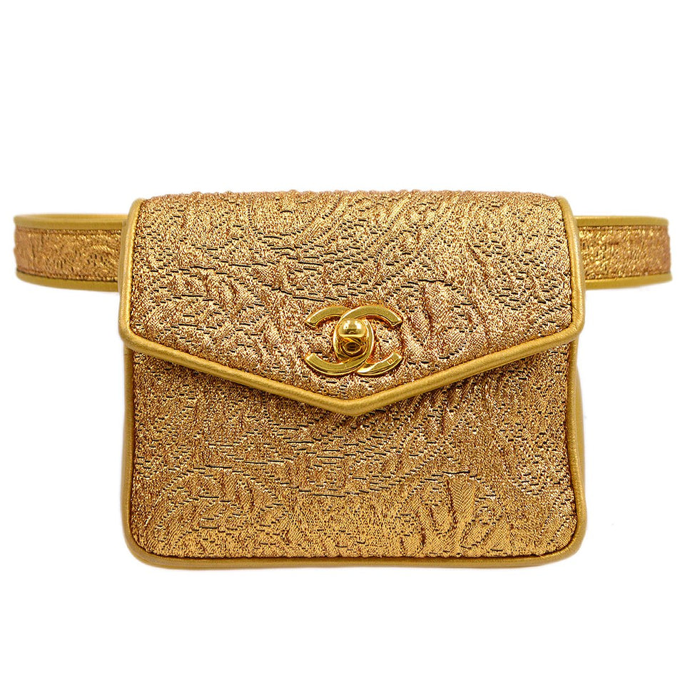 CHANEL 1991-1994 Nishijin-ori BUM Belt Bag Gold AK38336h